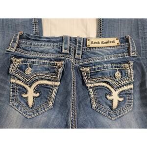 ROCK REVIVAL Kai Boot Womens Size 27 Denim Crop Jeans Bling Embellished 28x22